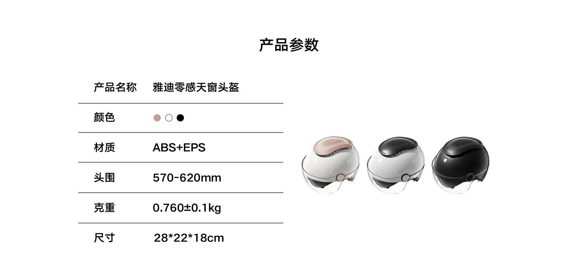 头盔、天窗、产品参数