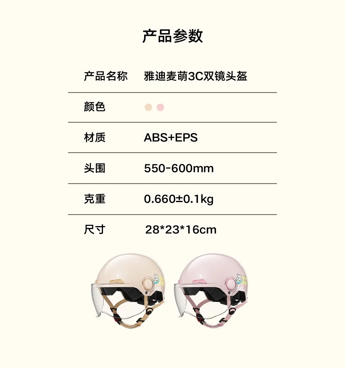 头盔、产品参数