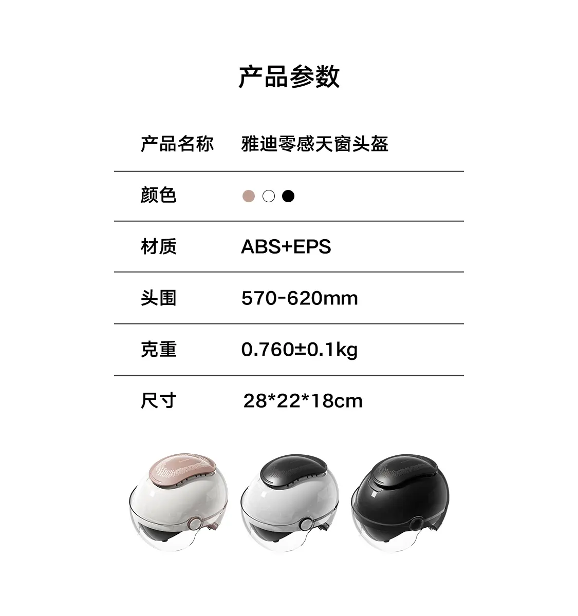 头盔、天窗、产品参数