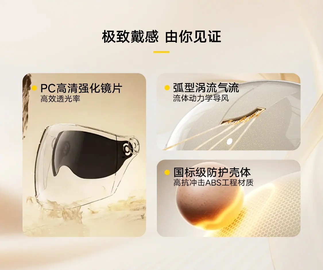 流体动力学导风、高抗冲击ABS工程材质、PC高清强化镜片