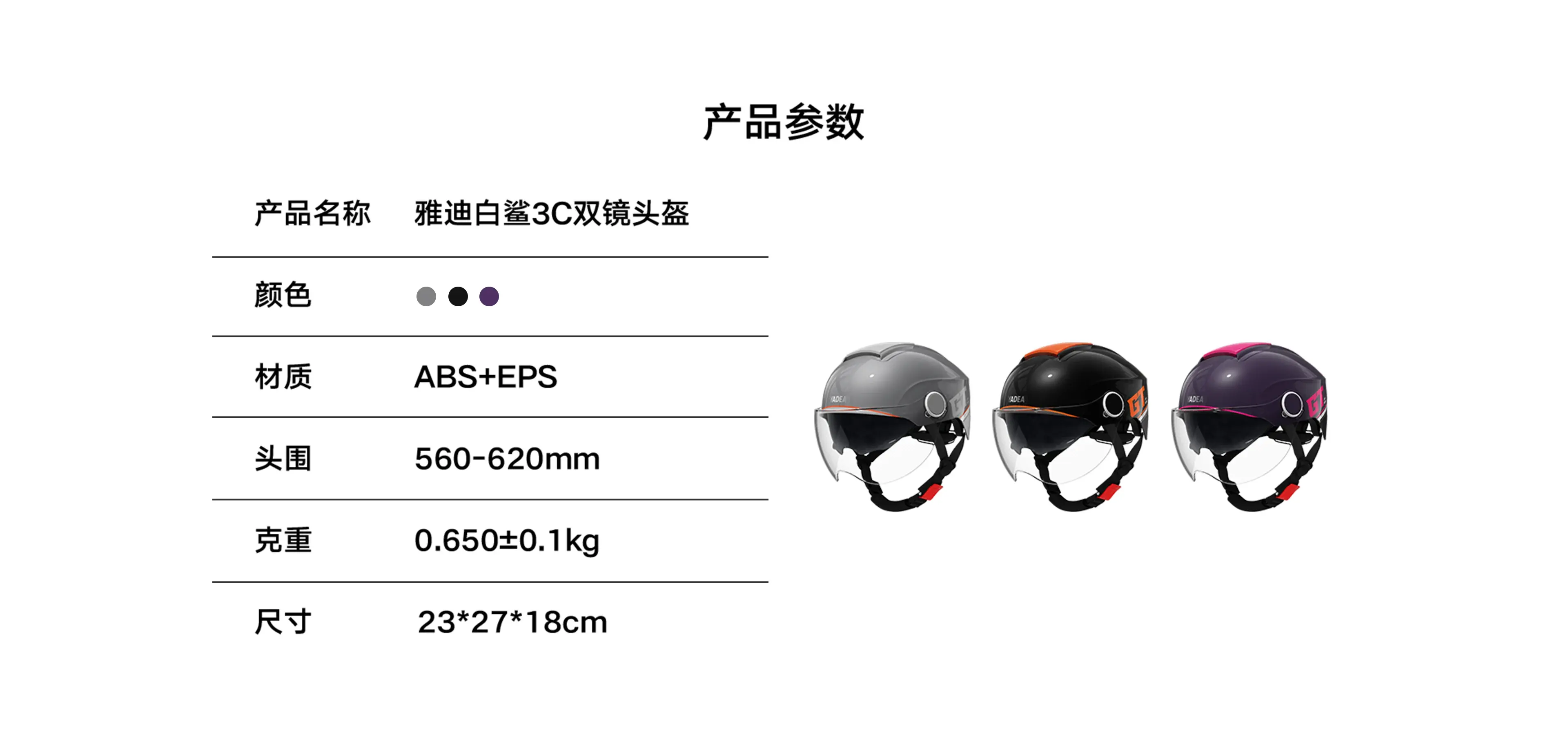 头盔、产品参数