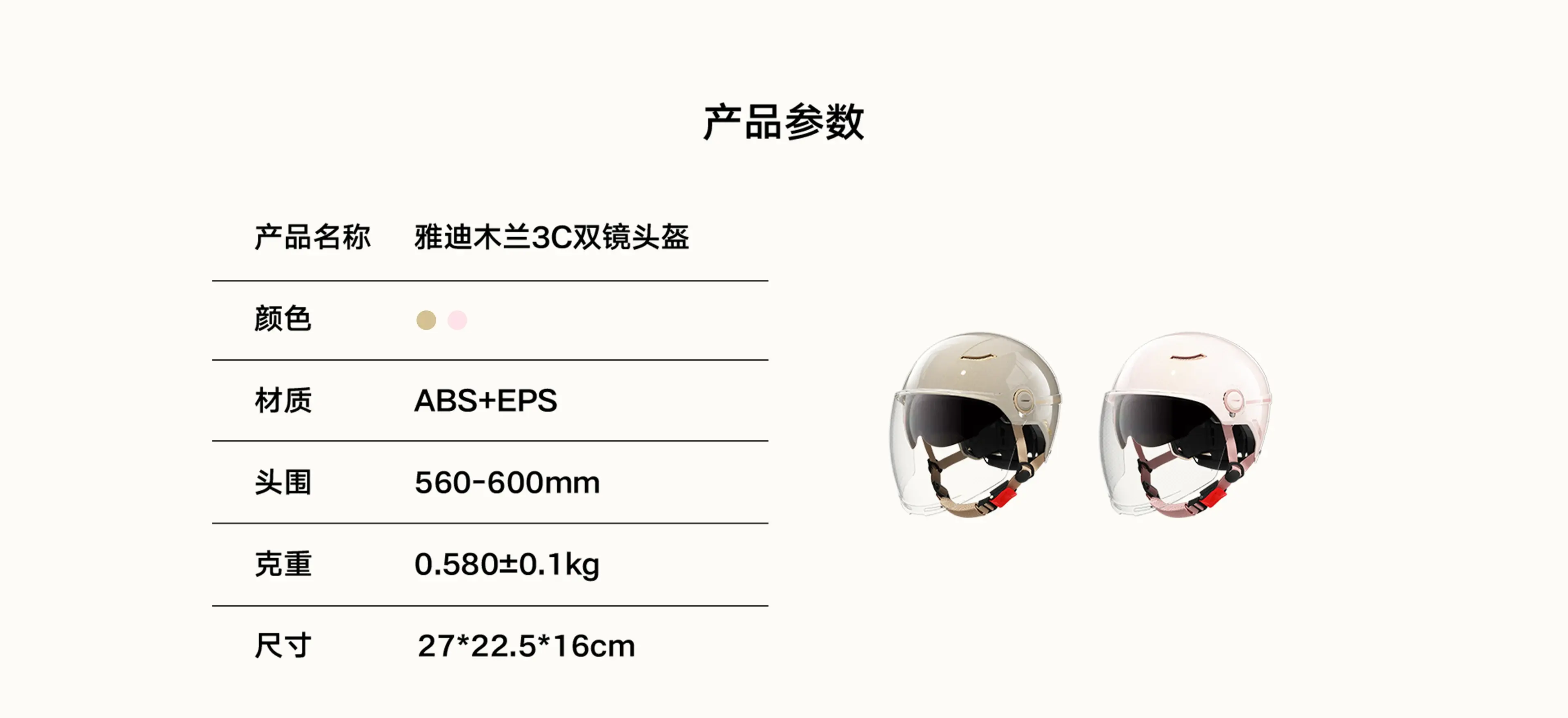 头盔、产品参数