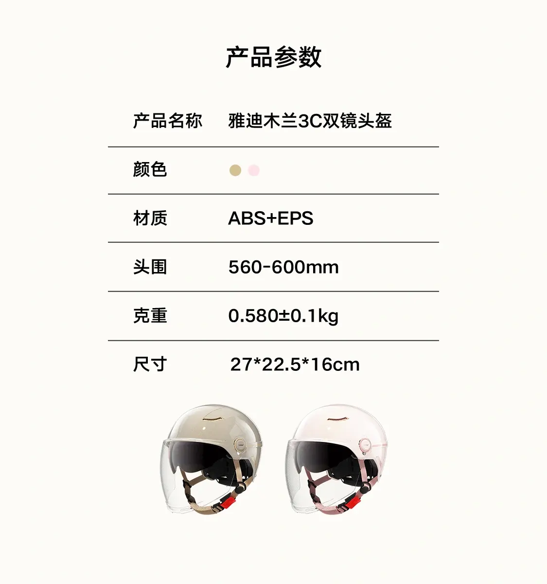 头盔、产品参数
