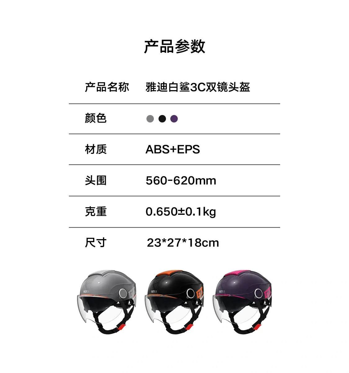 头盔、产品参数